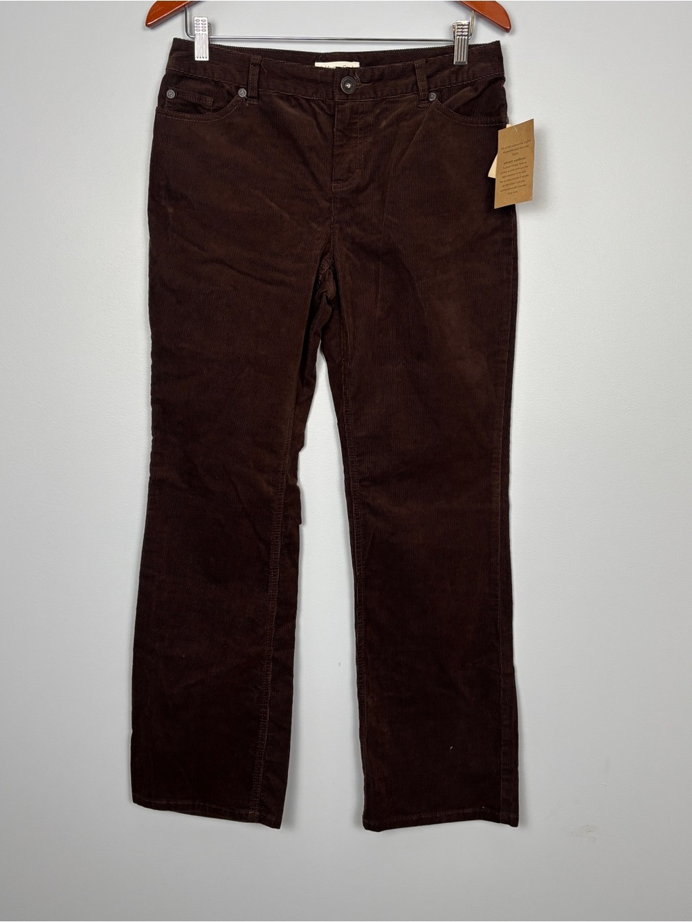 NWT Cold Water Creek Dark Brown Corduroy Natural Waist Bootcut Leg Size 8P